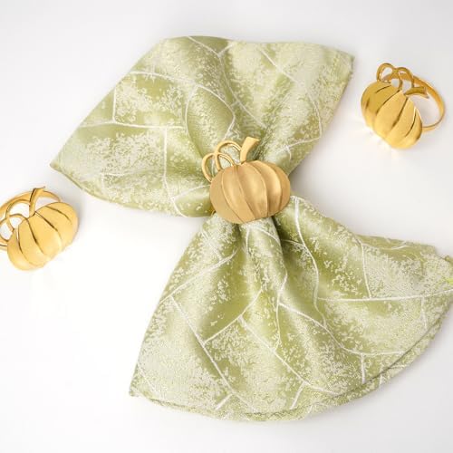 Gold Pumpkin Napkin Rings Set of 6 Fall Napkins Ring Retro Serviette Buckles Gold Adornment for Thanksgiving Halloween Table Settings