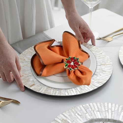 Christmas Poinsettia Napkin Rings Set of 8,Red Flower Poinsettia Napkin Rings Christmas Holders Metal Napkin Buckle for Thanksgiving Wedding Party Birthday Table Decoration Dinning
