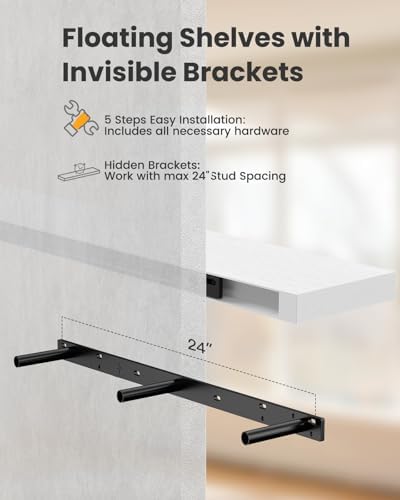 Amada 47.2" Floating Shelves for Wall Decor & Storage, Set of 3, White