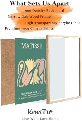 KensTro 12x16 Oak Picture Frames Set of 3 with Green Art Prints