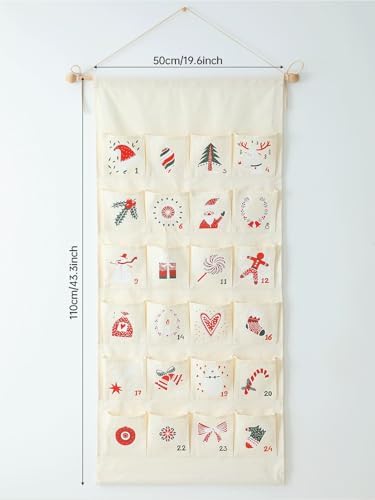 Reusable Christmas Advent Calendar with Pockets Door Wall Hanging