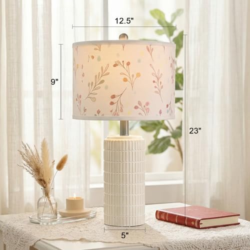 PoKat 23'' Table Lamp with Flower Lampshade for Night Stands, Birthday Gifts for Women Mom, House Warming Gifts New