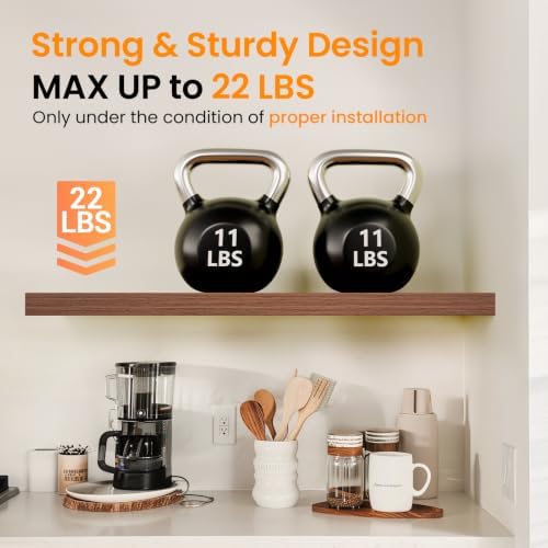 BAYKA Walnut-Like Floating Shelves 22.5in, 3Pack, Wall Mounted Wall Decor