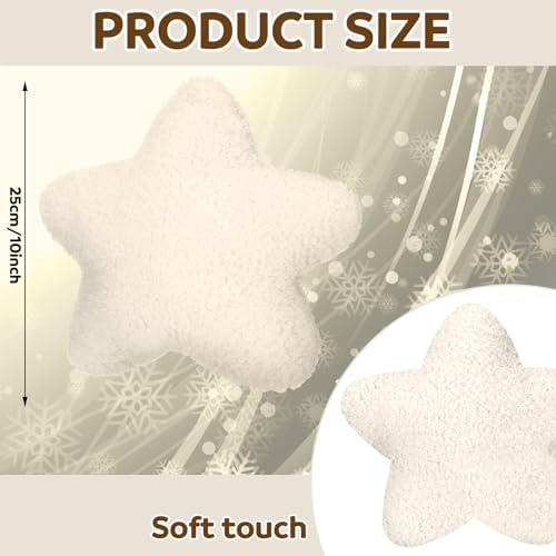 MiniInflat 10" Star Christmas Tree Topper White Faux Fur Star Tree Topper Christmas Treetop Ornament Holiday Xmas Decor for Xmas Home Decoration(Curly Plush)