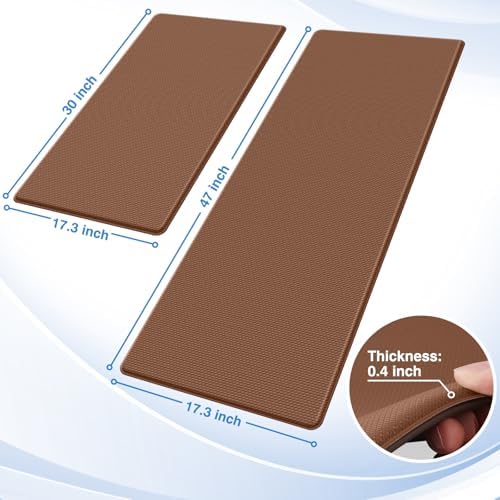 StepRite Kitchen Mats for Floor, 2-Pack Anti-Fatigue Rugs, Terracotta Brown