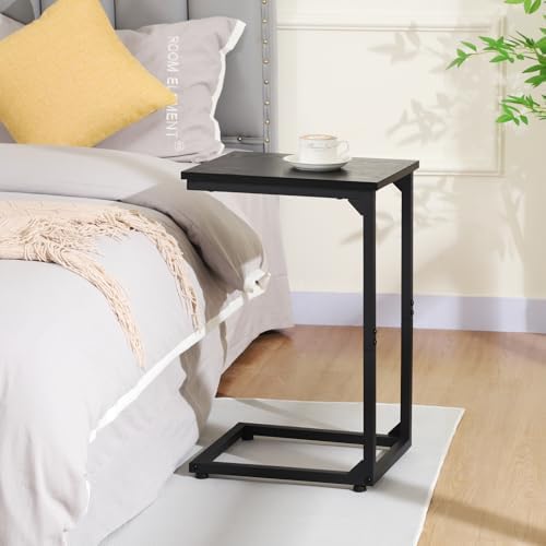 AMHANCIBLE C Shaped End Table Set of 2, Couch Side Table that Slide Under