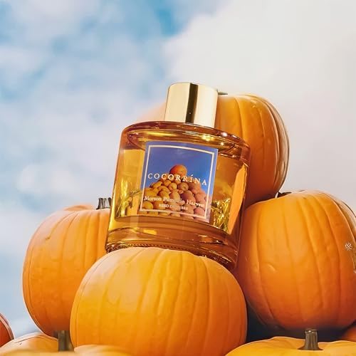 COCORRÍNA Reed Diffuser - Morton Pumpkin Harvest Reed Diffuser Set with 8 Sticks & Preserved Baby's Breath, Reed