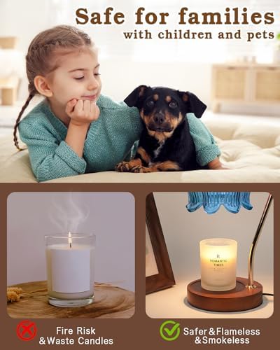 Funistree Flower Candle Warmer Lamp with Timer, Dimmable Candle Lamp Warmer, Christmas Birthday Gifts for Women Mom