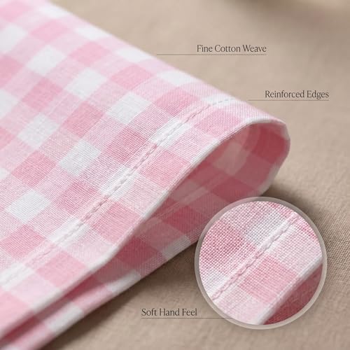 Urban Villa Cloth Napkins Cotton 12x12 (Set of 12) Pink/White