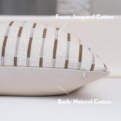 Decorative Neutral Throw Pillow Covers Farmhouse Pillow Covers Cotton Stripe / Bold Stripe / 18 x 18