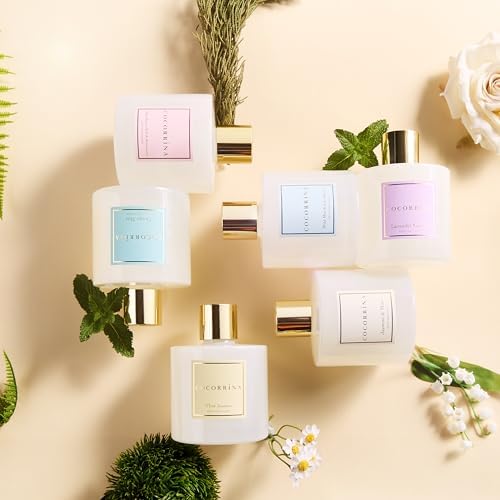 COCORRÍNA Reed Diffuser - Ocean Mist 6.7 Fl.oz Reed Diffuser Set with Sticks & Preserved Baby's Breath, Reed Diffuser