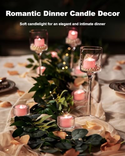 Homemory 12-Pack Pink Flameless Battery Tea Light Candles, 200+ Hours