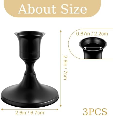 zeochyni Elegant Black Taper Candle Holders for Home Decor, Set of 3