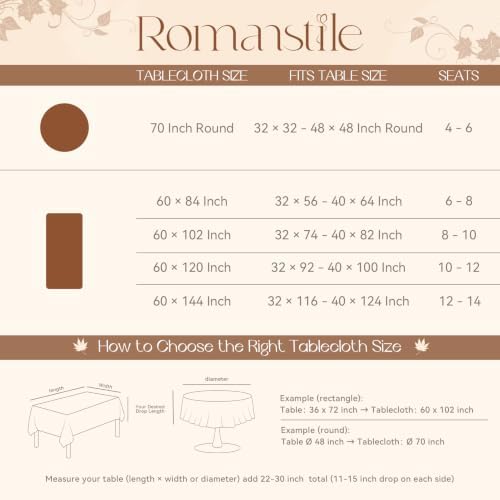 Romanstile Fall Jacquard Rectangle Tablecloth, Orange Pumpkin 60 x 84 Inch