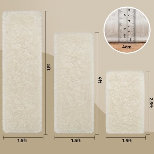 Ophanie Small Rug Washable Non Slip Throw Bedside Area Rugs, Fluffy Soft Mini Bedroom Carpet, 1.5x2.5，1.5x4 and 1.5x5
