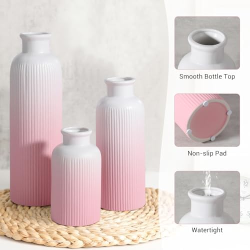 Small Ceramic Vase / Gradient Pink / Set of 3