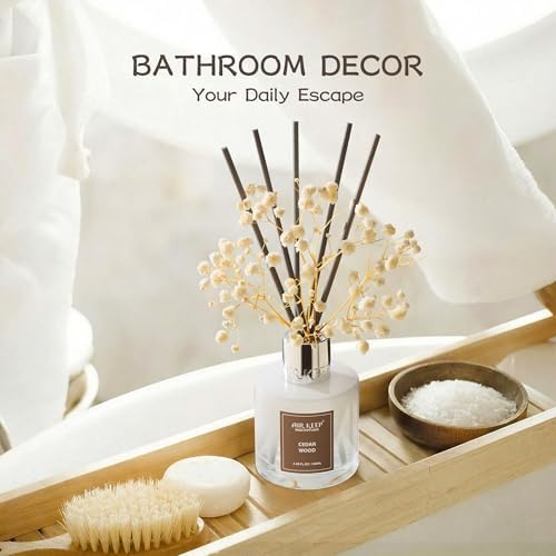Airkeep Reed Diffuser Set,3.38 fl oz (100 ml) - Cedar Wood Oil Diffusers with 8 Reed Sticks, Home Fragrance Reed