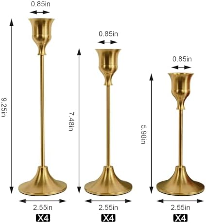 NLBTW 12 Pcs Brass Gold Candle Holder Bulks for Wedding Party Decor