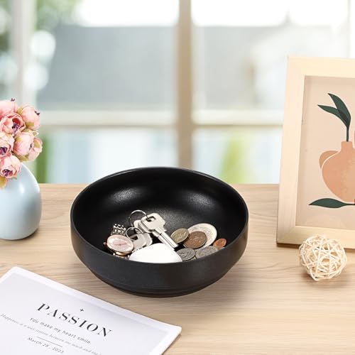 Key Holder Bowl for Entryway Table Round Catchall Bowl for Coin Fruit Holder / 7.4 Inches / Black