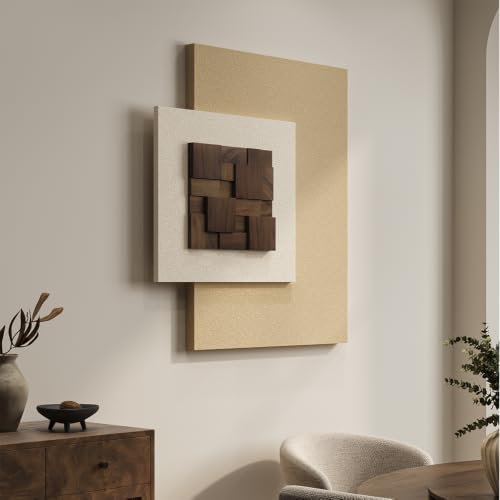 Large Wood Abstract Wall Art for Living Room, Modern 3D Artwork for Walls