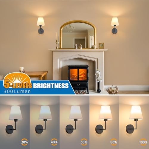 NIORSUN 13.8 inch Battery Operated Wall Sconce Set of 2,Black Rechargeable Wall Lights with 10400mAh Dimmable