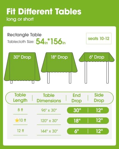 Pureegg Plastic Table Cloth Disposable 54 x 156 Inch 10 Packs, White