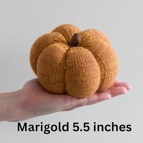 Set of 3 Multi-size Cozy Knit Pumpkins (Marigold Large Multi-size set)