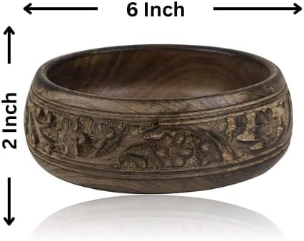 Handmade " Decorative Mango Wood Snack Serving Bowl For Dry Fruits Chips / Antique Finish / 6 x 2