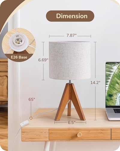 EDISHINE Tripod Table Lamp, Small Cute Bedside Lamp, 14.2 Inch, E26 Base