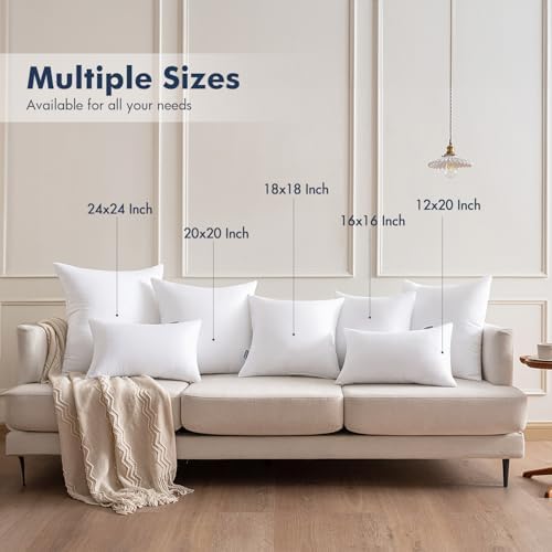 MIULEE 12x20 Throw Pillows Inserts 4 Pack, Decorative Pillows for Couch Bed