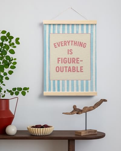 FGFK Preppy Pink and light Blue Everything Is Figureoutable Inspirational Framed hanging Canvas wall art Poster Prints