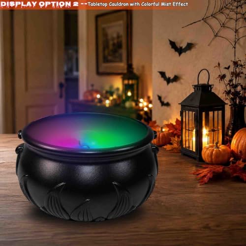 Halloween Decorations Outdoor, 2 Pack Witches Cauldron Set with Fog Effect, Skeleton and Green Lights, Halloween Witch Cauldron Decor with Tripod Stand for Outdoor Porch Yard Lawn Party