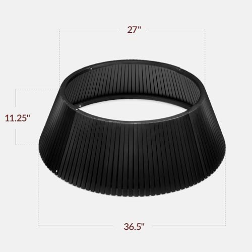 Best Choice Products Christmas Tree Collar, Solid Wood Slatted Tree Skirt Holiday Accessory for Home - Black