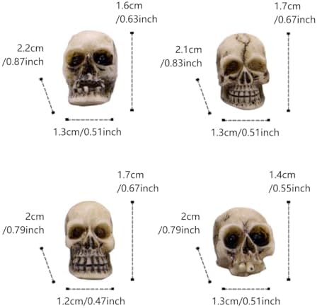 40pcs Mini Skulls Figurine Skeleton Head Miniatures,Tiny Resin Skulls for Crafts Halloween Party Decor, Dollhouse Accessories,Vase Fillers, Cake Topper Plants Outdoor Decoration