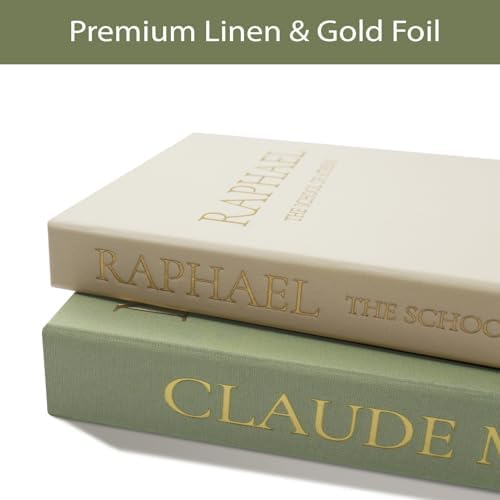 Sage Green Faux Book Box Set of 3 - Linen Decorative Books for Shelves, Fake Books for Decoration with Secret