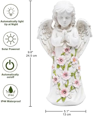 Nacome Solar Garden Outdoor Statues Angel with Succulent