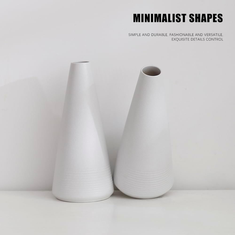 2-Piece Matte Ceramic vase Set / White