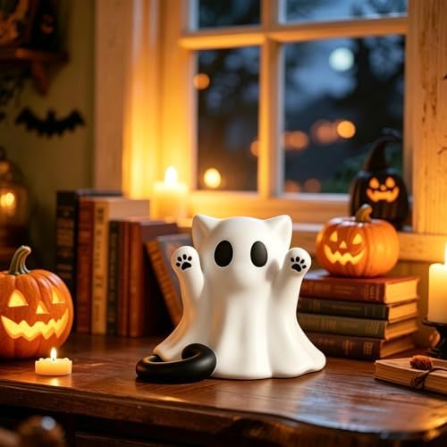 1 Pcs Halloween Ghost Figurine Spooky Unique Cat Mini Figurines