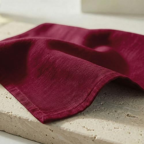 PurpleEssences Cloth Dinner Napkins 18x18 in Set of 12 - Burgundy