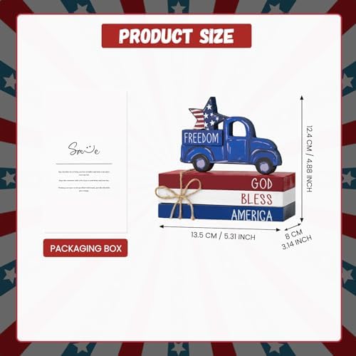 Smile 4pcs Veterans Day Patriotic Memorial Day Indoor Decorations Wooden Decor Table Centerpiece God Bless America Wooden Plaque Ornaments for Home Kitchen