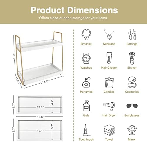 Counter Organizer / Bathroom Organizer Countertop / White-gold
