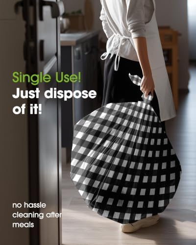 Pureegg Plastic Table Cloth Disposable 54x108 Inch 10 Pack, Black Plaid