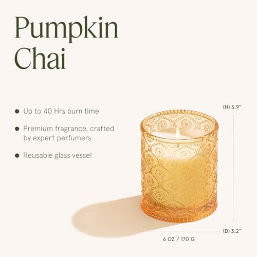 LA JOLIE MUSE Pumpkin Chai Scented Candles for Home,Natural Soy Wax 40Hrs