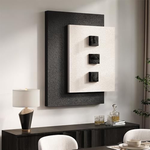 Cuspin Modern Black and White 3D Wall Art for Living Room, 28x36 In
