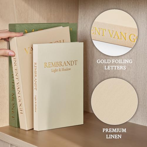 Linen Faux Books / Sage-beige-apricot / Set of 3
