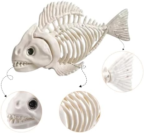 Halloween Animal Skeleton Decor Halloween Decorative Horrible Cow Bat Spider Rat Bones for Decoration (1, Fish)