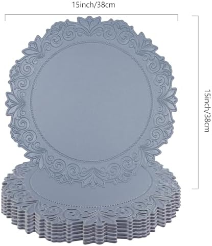 Round Faux Leather Placemats Set of 6, Dining Table Mats, Blue