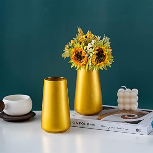6" Ceramic Flower vase / Gold / Small