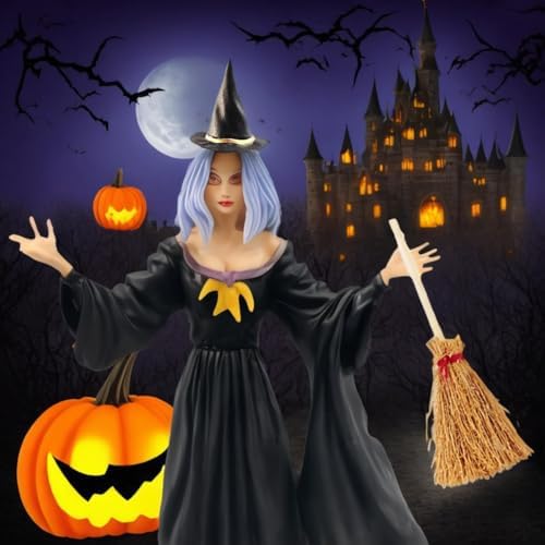 GXXMEI 50PCS/set Mini Witch Hat with Mini Broom Miniature Straw Brooms with Red Rope Plastic Witch Hats and Brooms for Halloween for Halloween Party Craft Witches Decoration Accessory