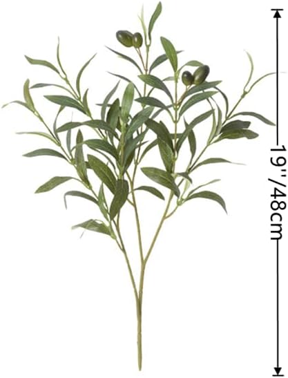 Artificial Olive Branches for Vases Faux Olive Branch Stems Leaves / 19 Inch / Set of 4